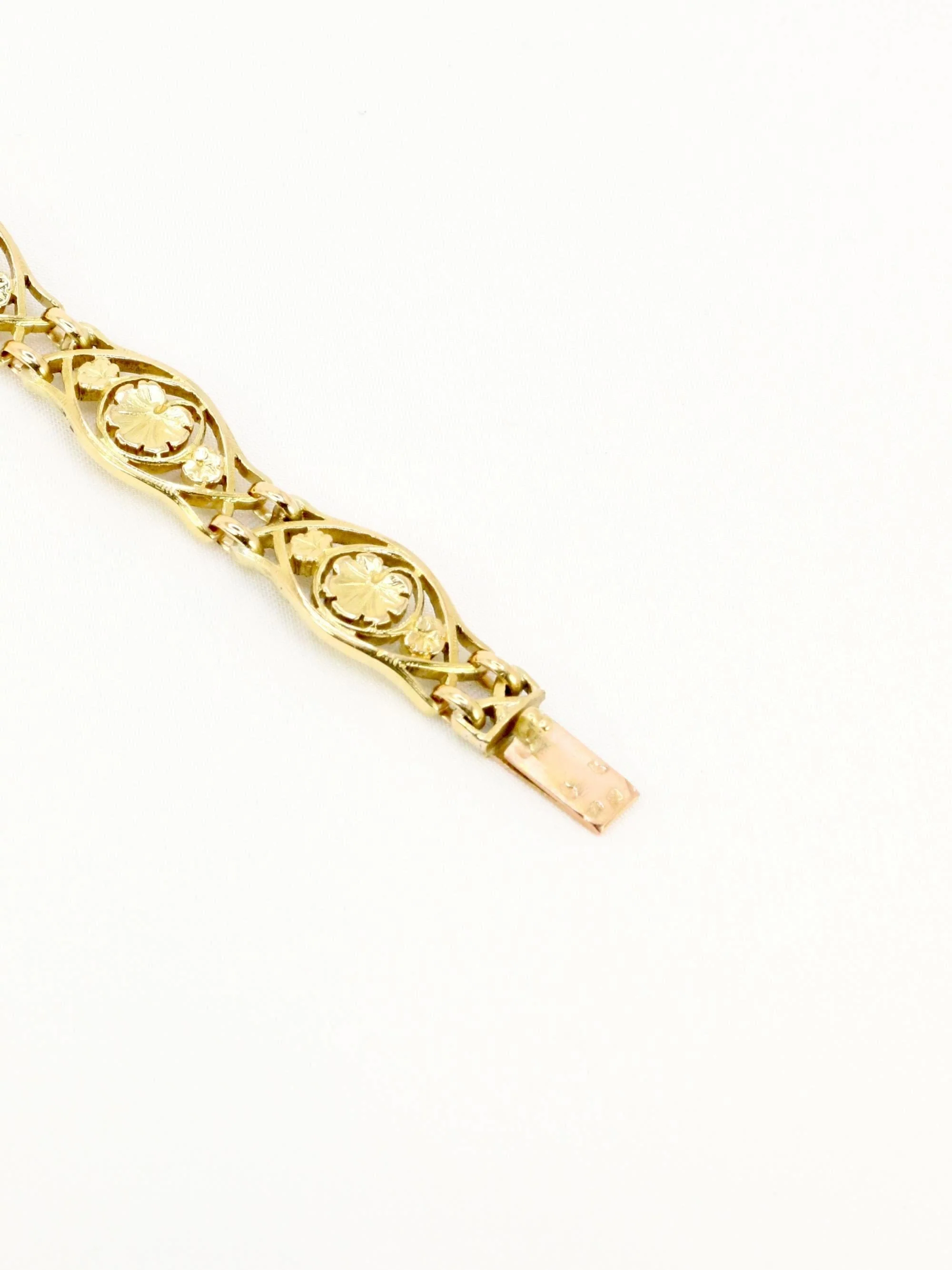 Art Nouveau yellow gold bracelet Link ivy leaf - Image 7
