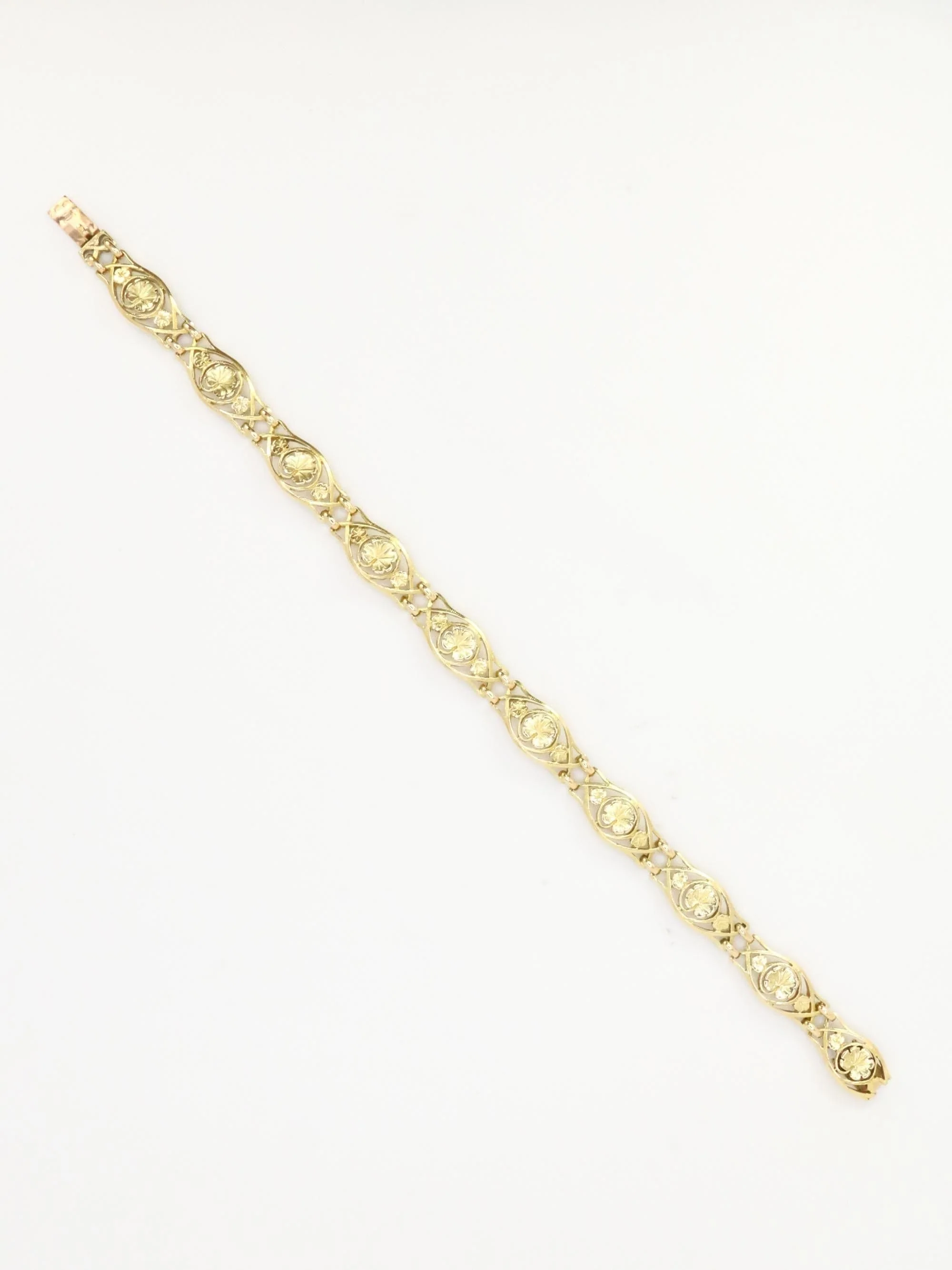 Art Nouveau yellow gold bracelet Link ivy leaf - Image 9