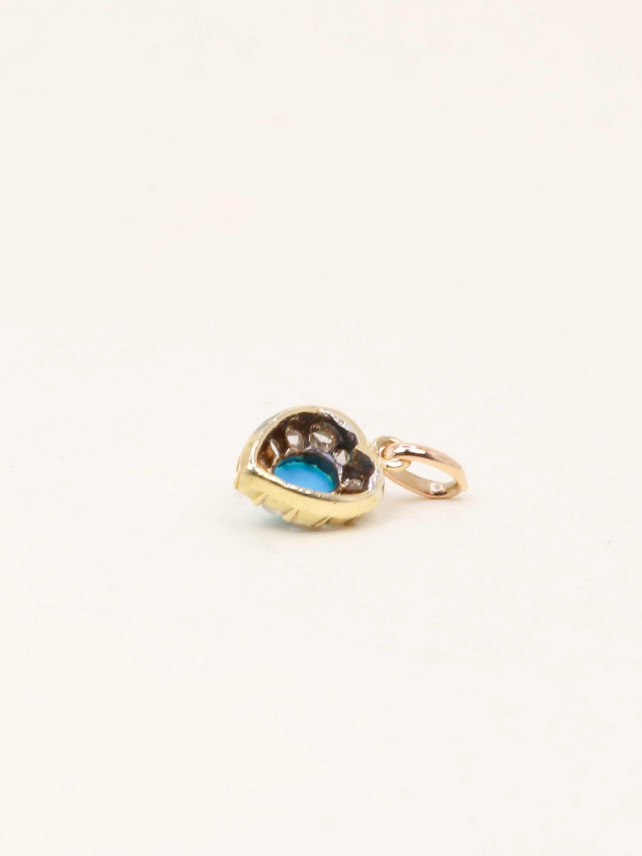 Antique yellow gold turquoise diamond pin - Image 4