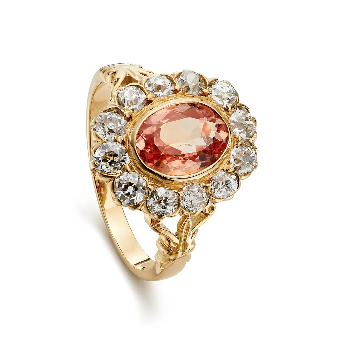 Reimagined - Cluster ring with 1.93 ct imperial topaz and diamonds in 18 ct yellow gold  - Image 3